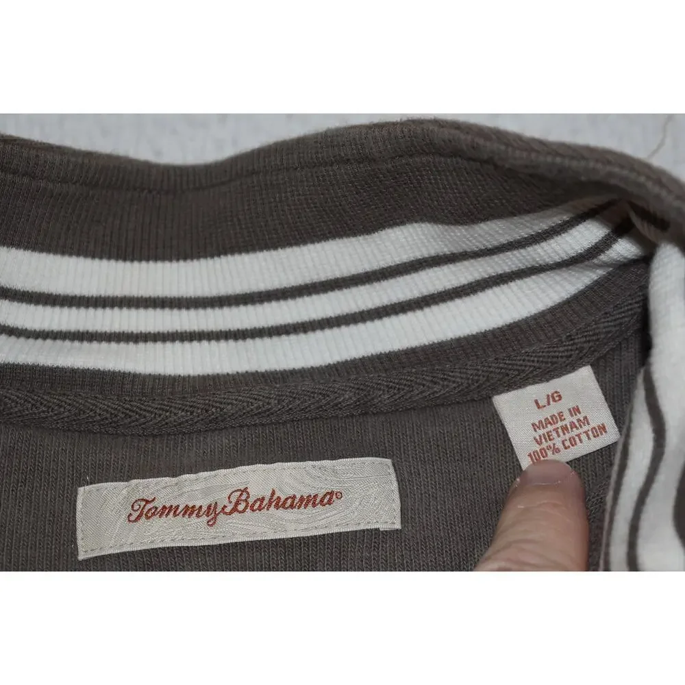 Tommy Bahama Sweater Mens Size Large Pullover 1/4 Zip Relax Hawaiian Brown